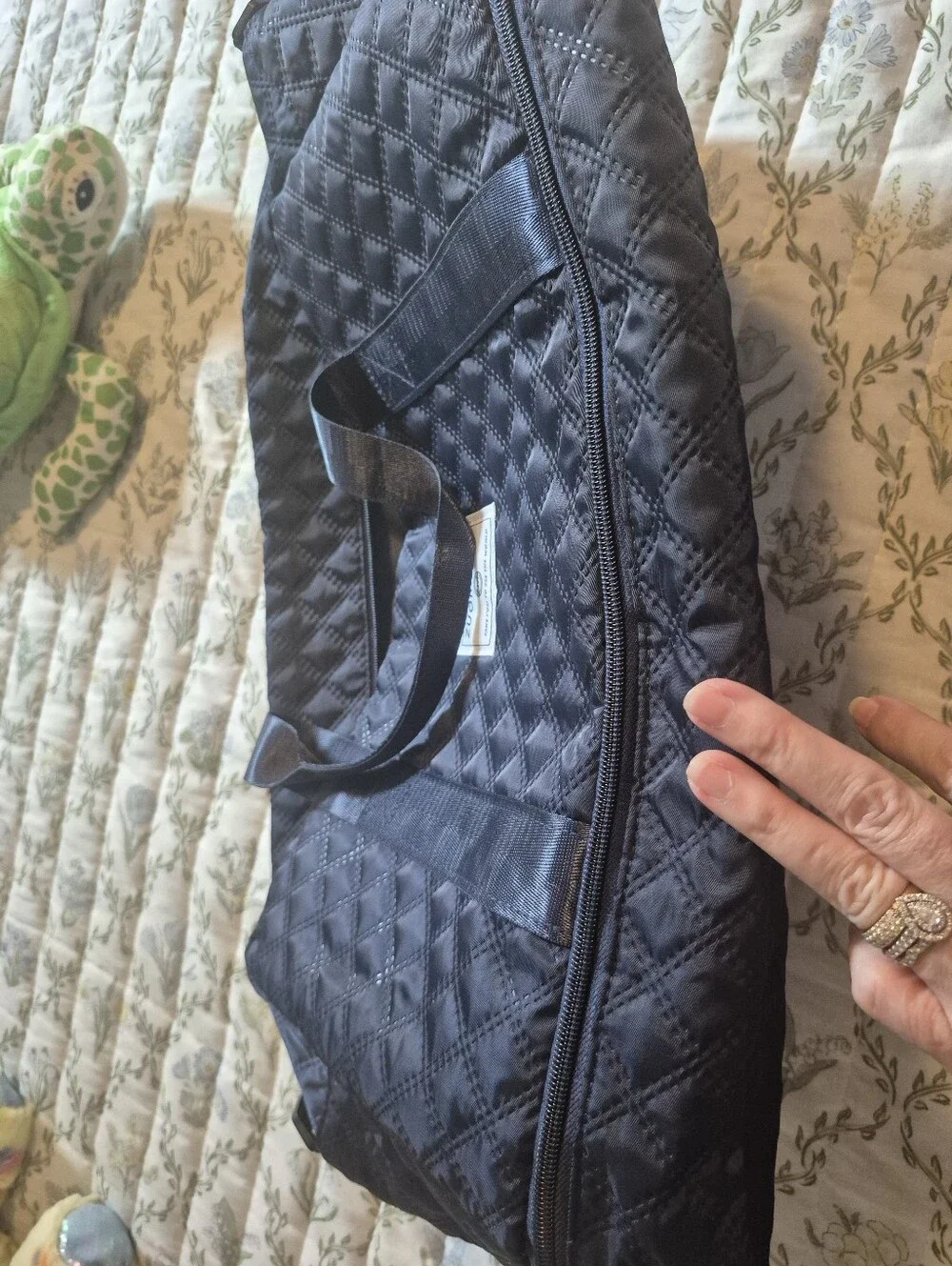 Quilted Black Travel Duffle Bag
